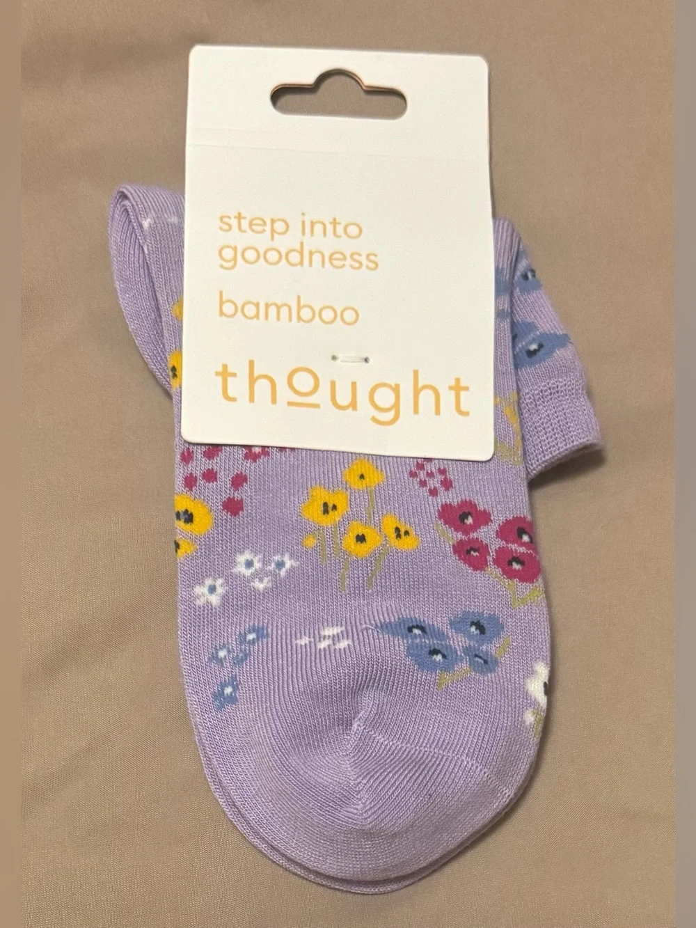 Thought Lavender Floral Bamboo Ankle Socks Size 6-9